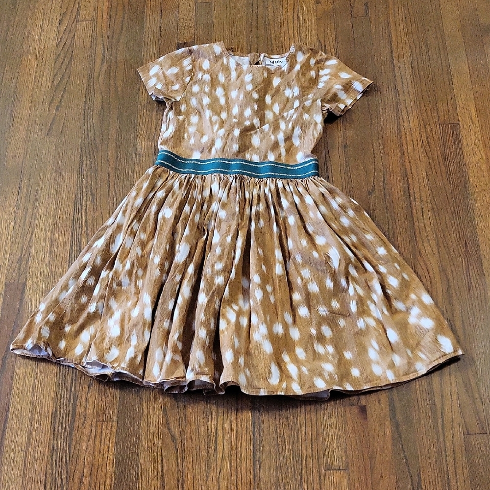 Molo Brown and White Kids Dress with Green Accent